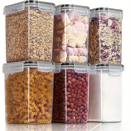 Contenedores herméticos de almacenamiento de alimentos, contenedores de almacenamiento de despensa de cocina para azúcar, harina y suministros para hornear, accesorios de cocina, 6 uds.