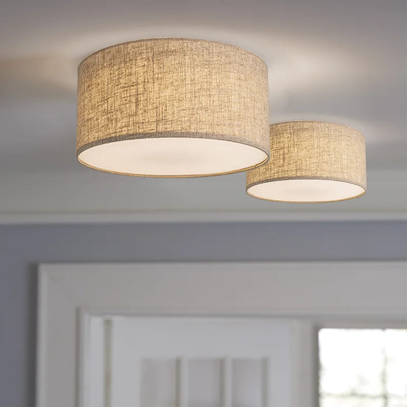 Lámpara de techo LED nórdica para sala de estar, candelabro de lino para dormitorio, cocina, pasillo moderno Simple, decoración de Loft, lámpara redonda