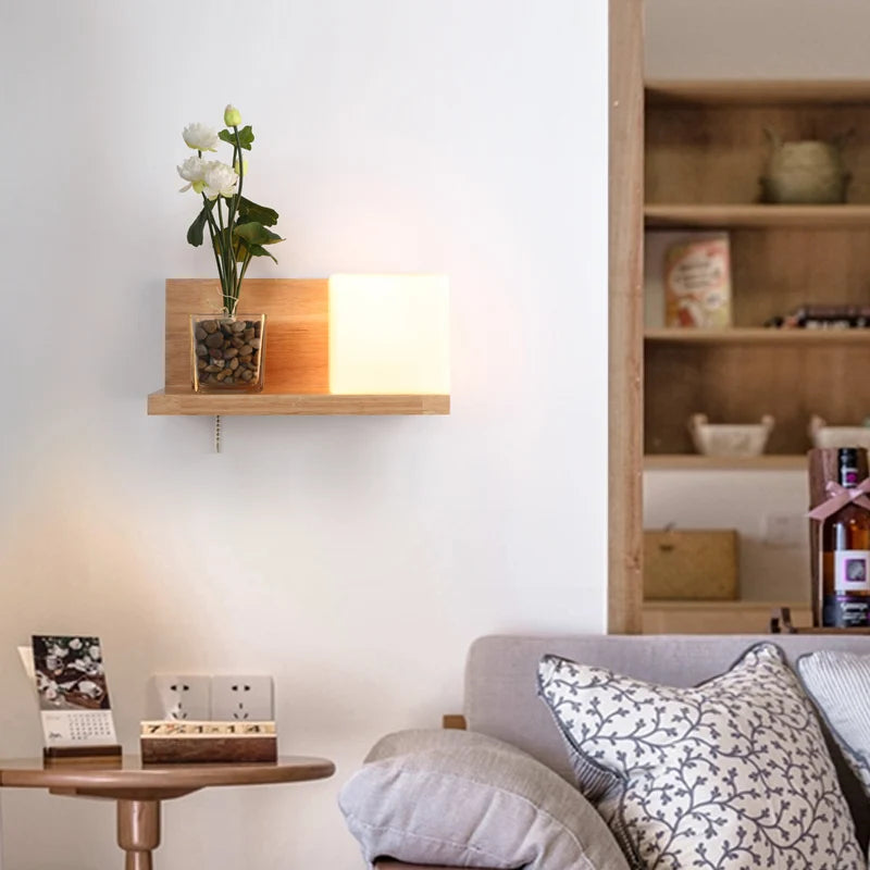 Lámparas de pared LED modernas, luces de madera para dormitorio, mesita de noche, escaleras, pasillo, aplique de iluminación montado Interior, accesorios de iluminación para decoración del hogar