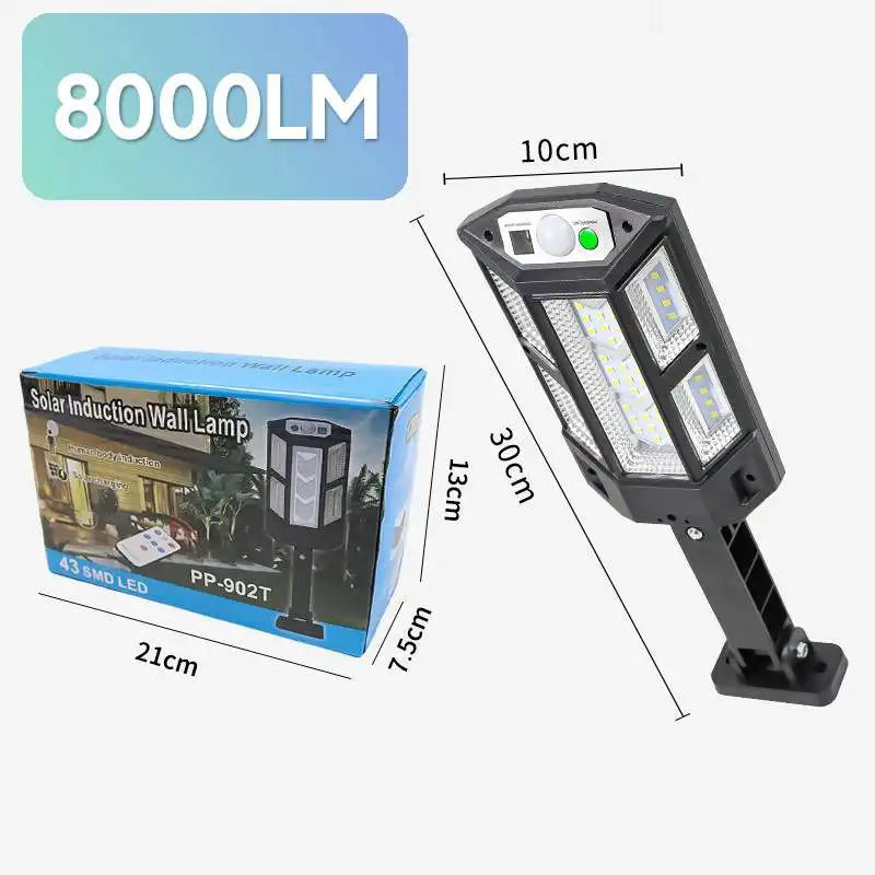 Luz Solar grande de 600W y 20000LM para exteriores, lámpara Solar con Sensor de movimiento y Control remoto, lámpara impermeable para pared de calle y patio