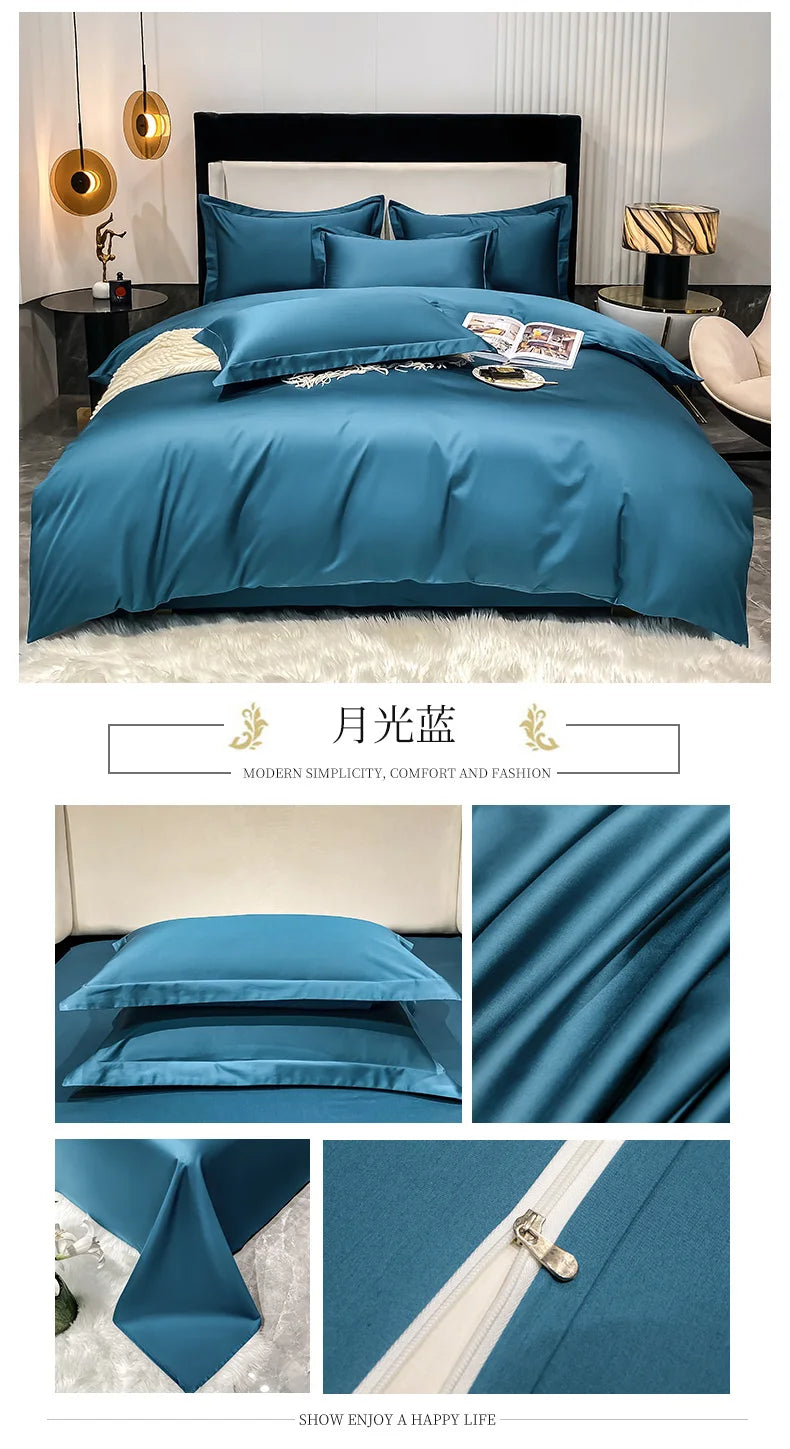 Juego de cama de lujo 100% algodón egipcio funda nórdica funda de almohada Ru Europa doble tamaño Queen King ropa de cama juegos de sábanas suaves