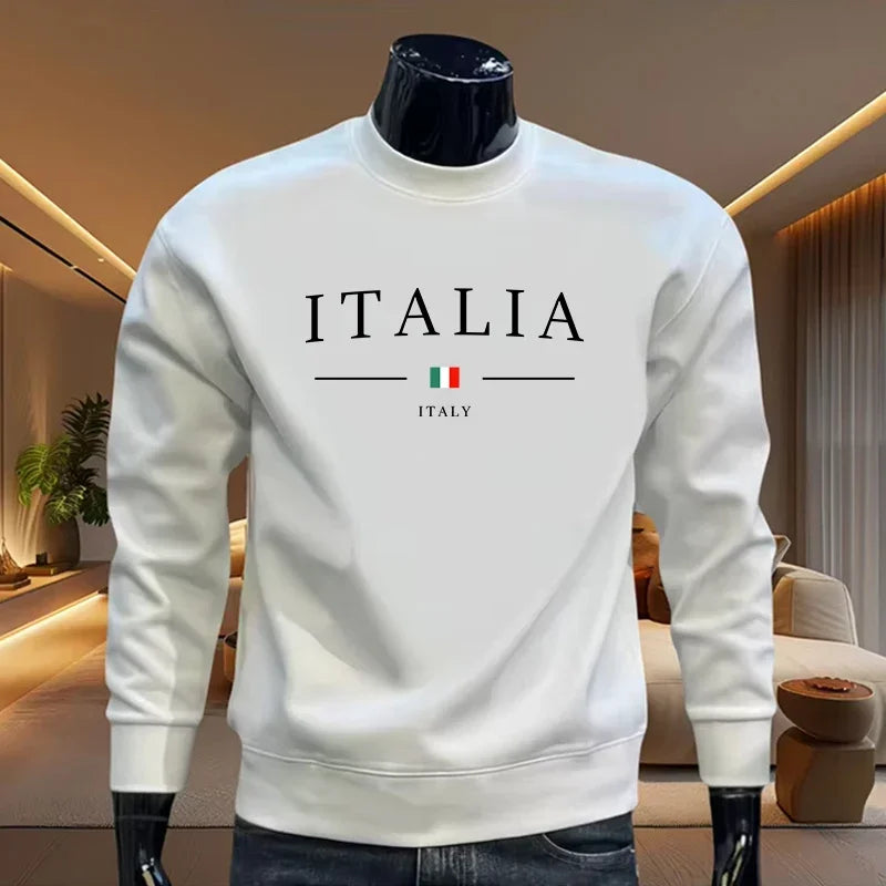 Sudaderas con estampado italiano para hombre, Tops informales con cuello redondo, deportes al aire libre, trotar, ropa para hombre, jersey de otoño e invierno, ropa deportiva 2025