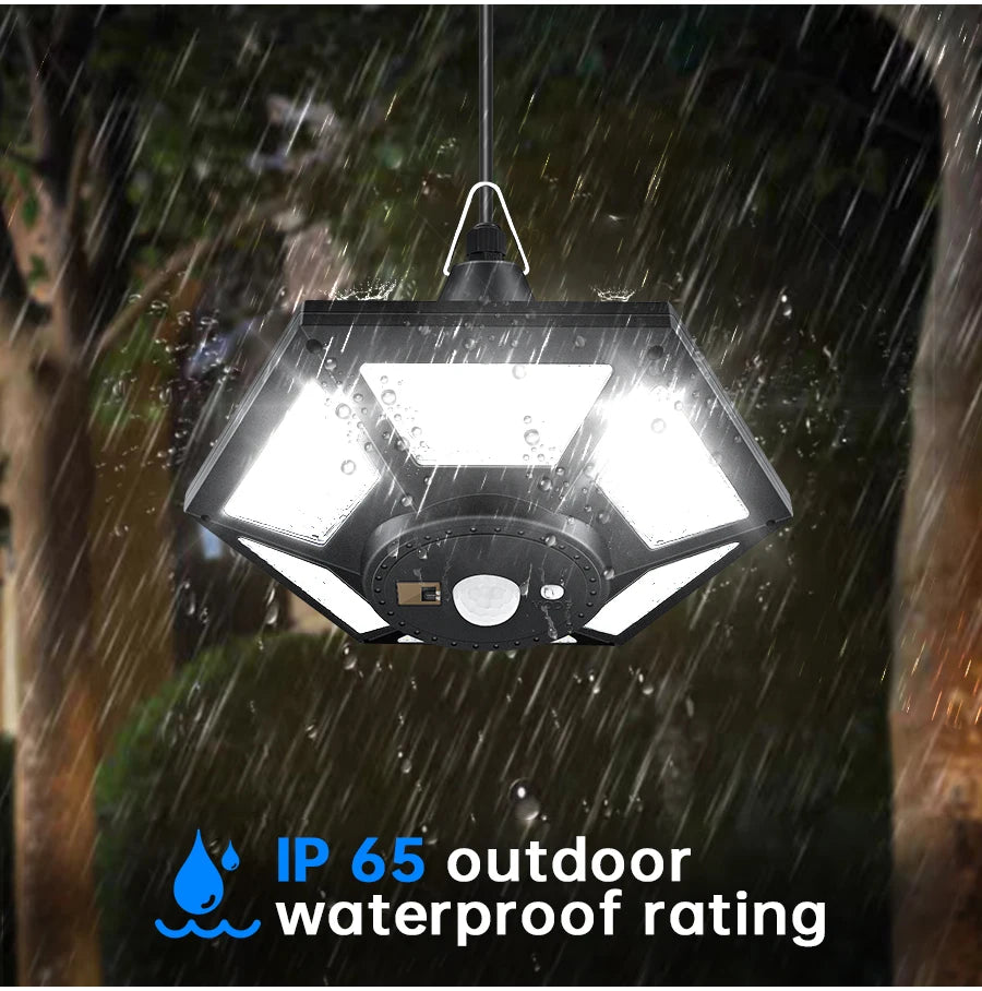 Luz Solar para cobertizo, lámpara colgante para interior y exterior, 180 LED, 1000LM, con Control remoto, para Granero, Gazebo, garaje