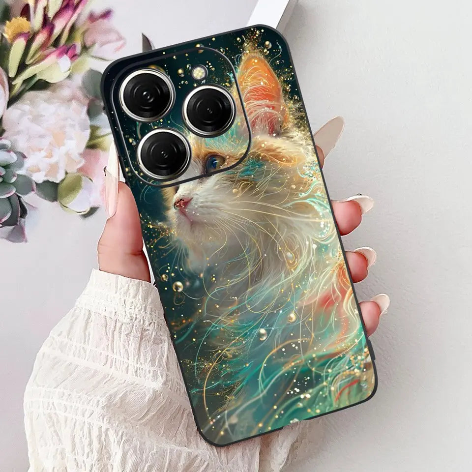 Para Tecno Spark 20c 20 Pro Plus Spark20 Pro Funda de teléfono Funda trasera de goma suave Mujer moda patrón de dibujos animados Funda de parachoques
