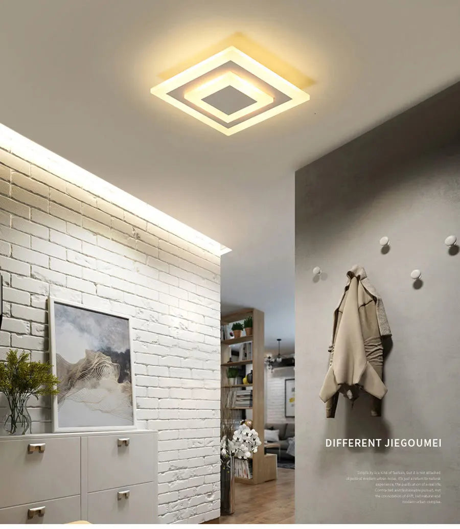 Luz de techo LED moderna para lámparas de pasillo, baño, sala de estar, balcón, iluminación cuadrada redonda, accesorios decorativos para el hogar, envío directo