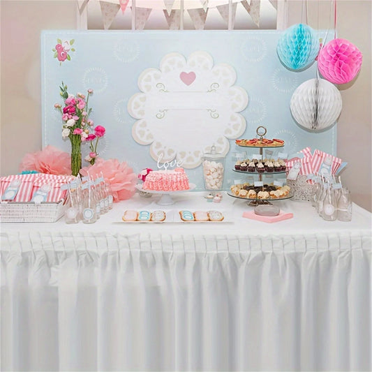 Juego de mantel desechable, cubierta de mesa de Color sólido, faldas de mesa, cubiertas de mesa de papel rectangulares con falda larga para fiesta