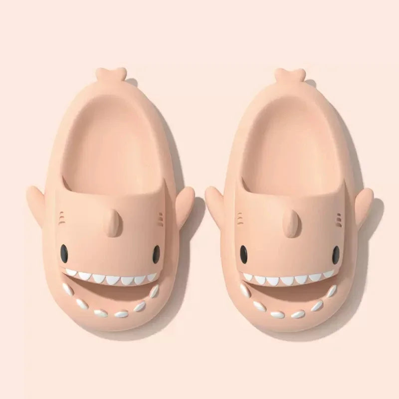 Zapatillas de tiburón para mujer y hombre, sandalias ligeras de EVA para interiores, con aletas extraíbles, chanclas de exterior para la playa