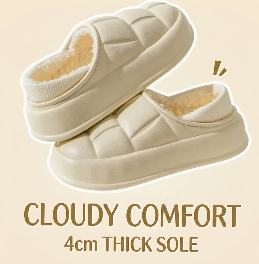 Pantuflas Impermeables de Invierno para Mujer y Hombre, Suela Gruesa de 4 cm, Cálidas y Afelpadas, Zapatos de Interior Antideslizantes, Forradas de Piel, Zuecos Suaves y Acolchados