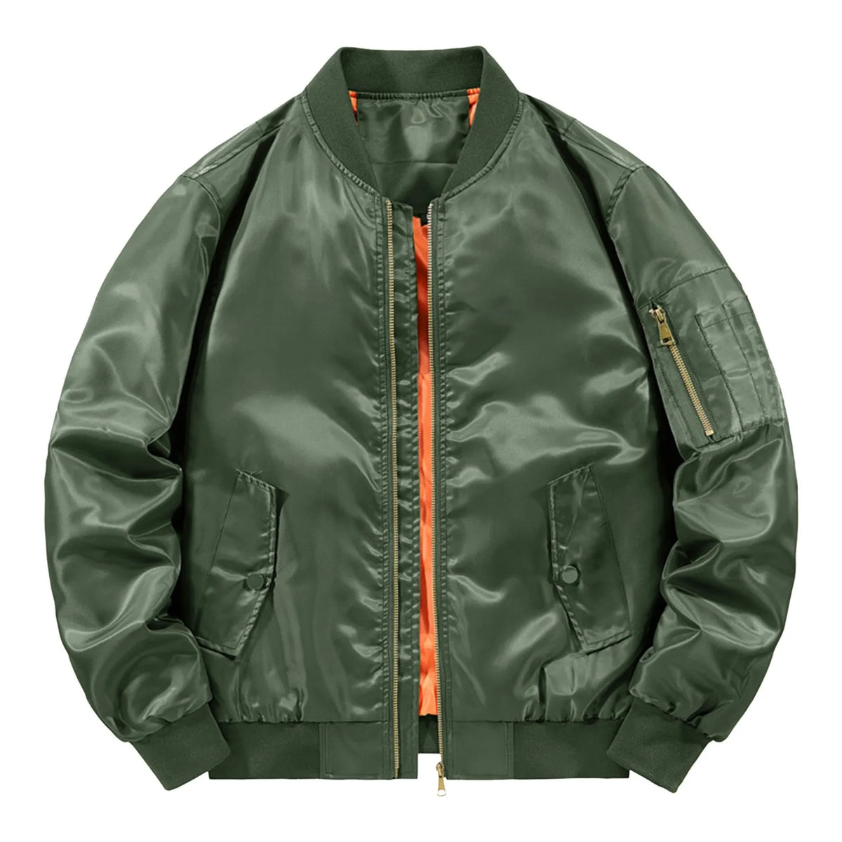 Chaqueta Bomber de ocio con cuello levantado para hombre, chaqueta de béisbol ligera con cremallera de manga larga Vintage para primavera y otoño