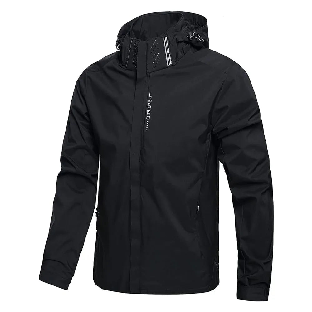 Chaqueta impermeable para hombre, impermeable exterior ligero con capucha para exteriores, chaqueta a prueba de viento para senderismo, chaquetas para escalar al aire libre