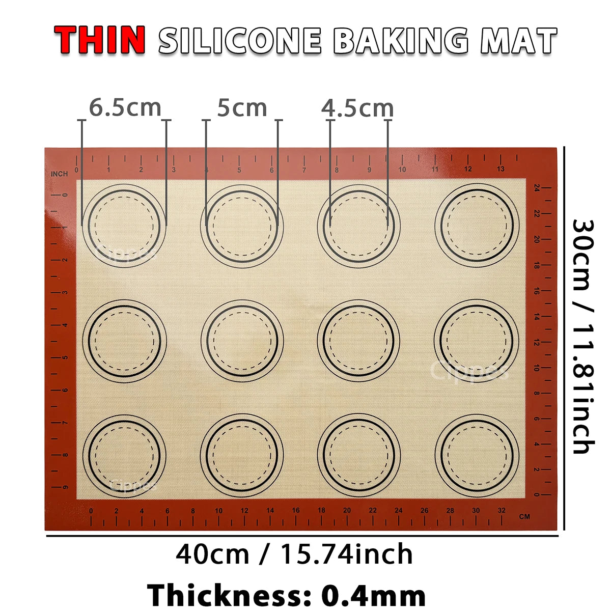Estera de silicona para horno, fina de 0,4mm, reutilizable, antiadherente, resistente al calor, revestimiento de hojas, herramientas para hornear para galletas, 1 ud.