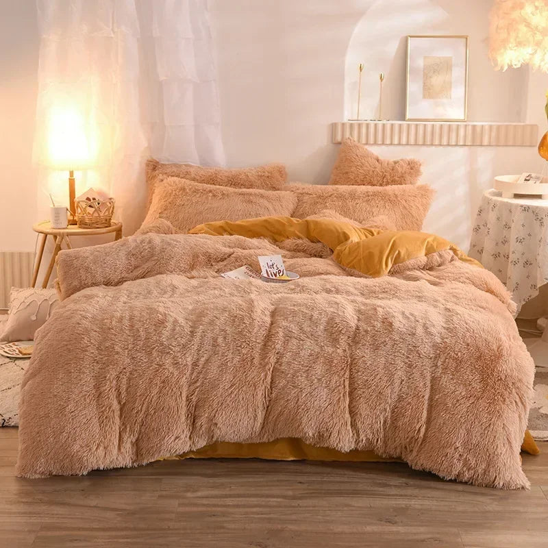 Juego de funda nórdica de felpa de lujo de 3/4 piezas: ropa de cama acogedora y suave, perfecta para el confort del dormitorio, ideal para habitaciones de invitados y dormitorio Aesth