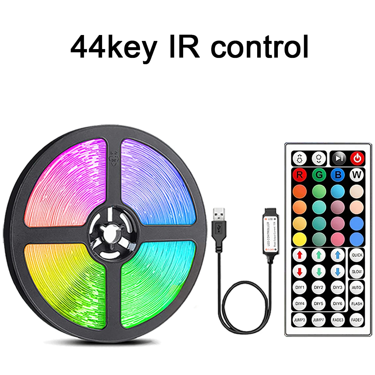 Tira de luces Led con Control remoto de 44 teclas, 1m, 5m, 10m, 20m, cinta RGB, pared Led para habitación, hogar, dormitorio, decoración de fiesta, retroiluminación de TV