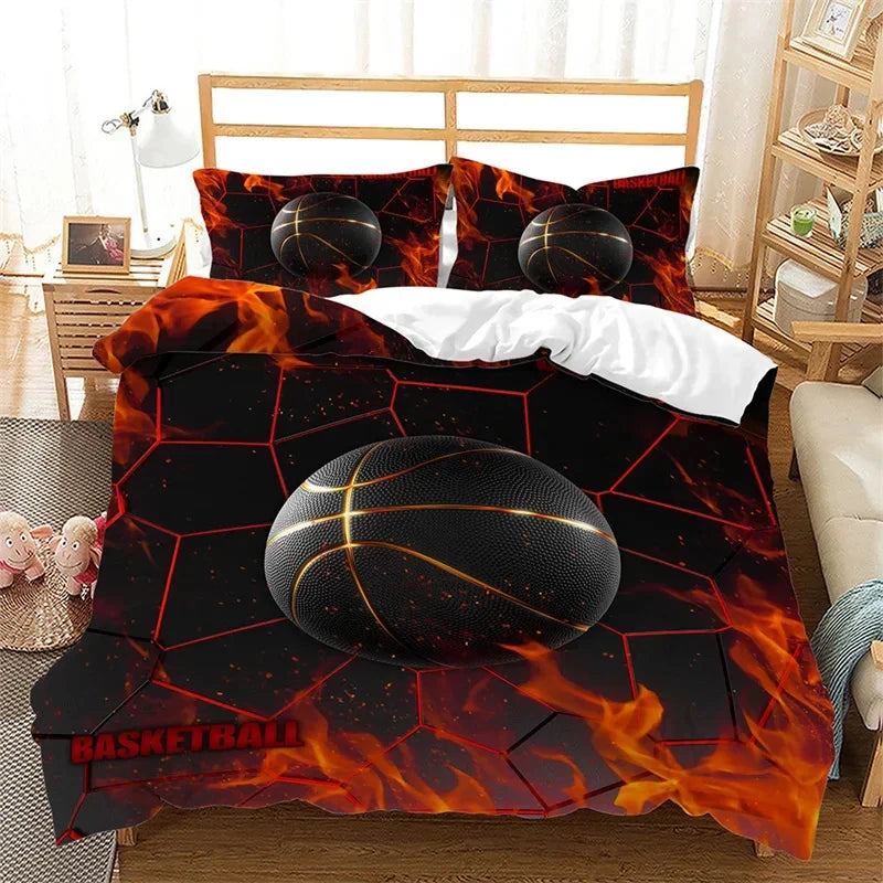Funda nórdica de baloncesto, juego de cama deportivo para juegos, funda de edredón para jugadores de baloncesto, dormitorio para adolescentes y adultos