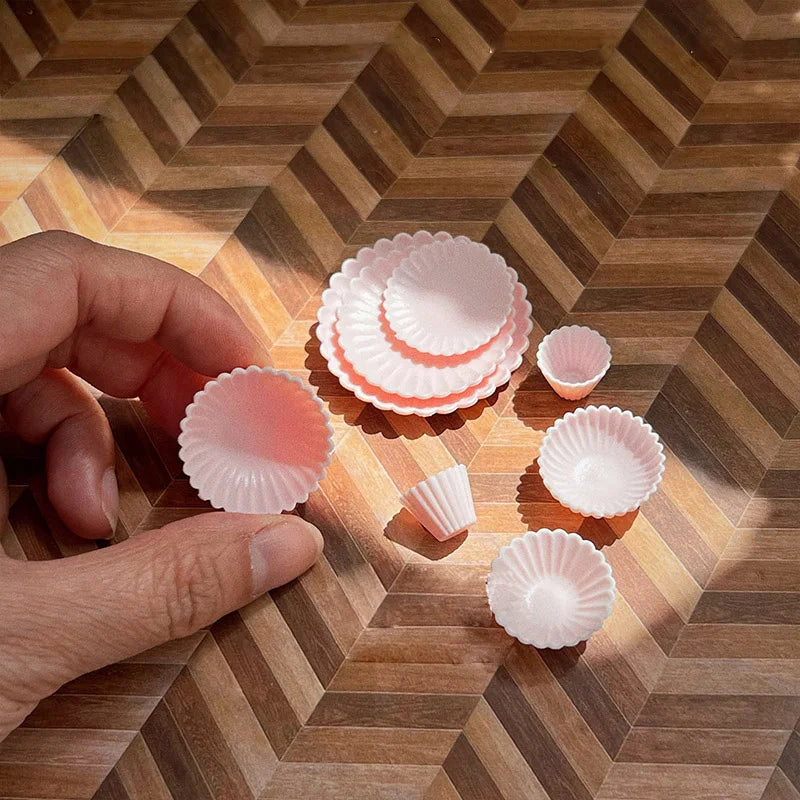 Nuevo Juego de 8 Piezas de Vajilla en Miniatura para Casa de Muñecas 1/6, Platos, Tazones y Utensilios para Muñecas Blyth, Accesorios de Escena, Juguetes