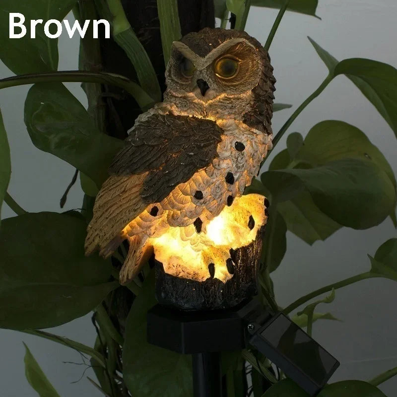 Nuevo 1 Uds. Luces de búho decorativas para exteriores, lámpara de pie para césped con energía Solar, iluminación de paisaje impermeable, camino, linterna LED de animales