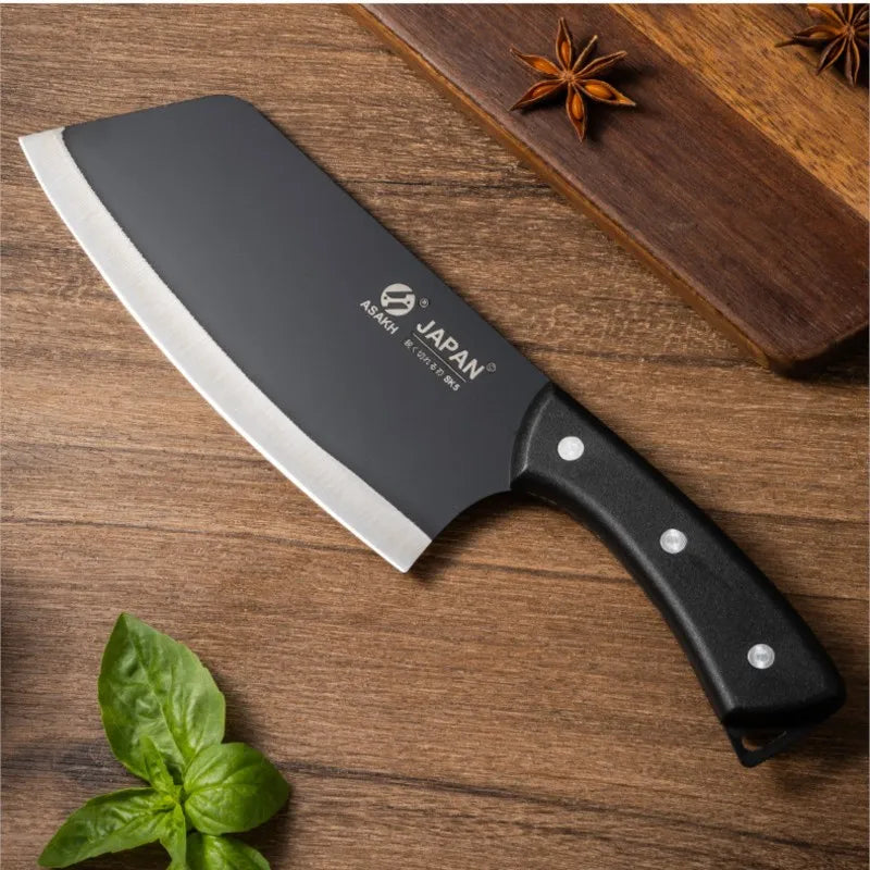 2 Cuchillos de Acero Inoxidable 3Cr13, Cuchillo de Cocina para Rebanar, Cuchillo de Carnicero Chino, Cuchillos con Hoja Forjada de Plástico, Cuchillo de Cocina