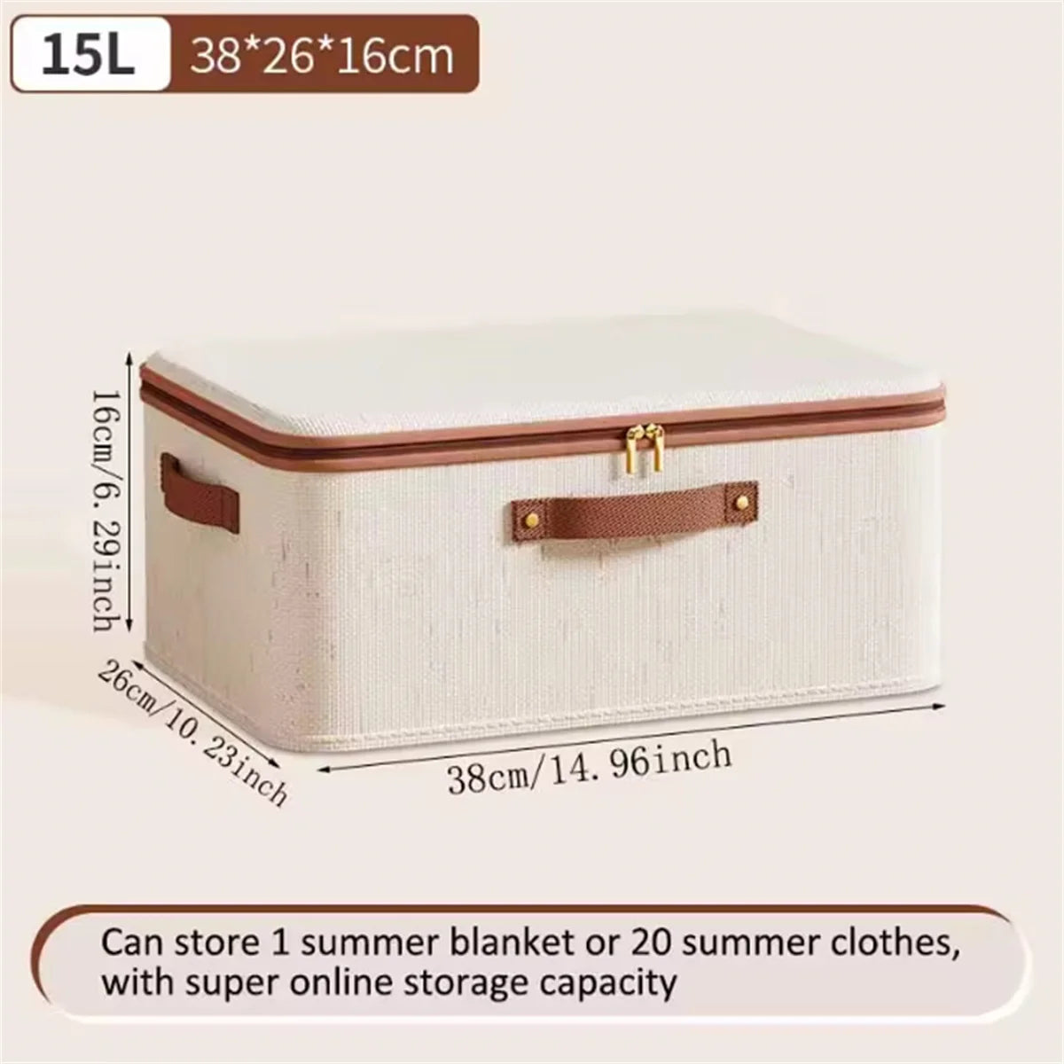 Caja de almacenamiento grande para el hogar, caja organizadora de almacenamiento con cremallera de lino y algodón de carcasa dura resistente con tapa para ropa, juguetes, mantas ﻿