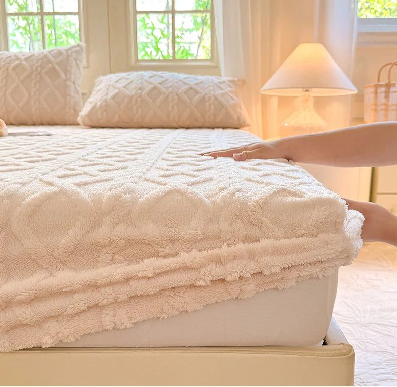 Sábana ajustable de lana Tafu de color sólido, funda protectora para colchón doméstico, antideslizante, de una sola pieza, sin funda de almohada, novedad de 2025