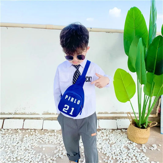 Bolso de hombro de moda para niños y niñas, bolso de pecho, bolso de mensajero, bolso de ocio deportivo, estampado de número de moda