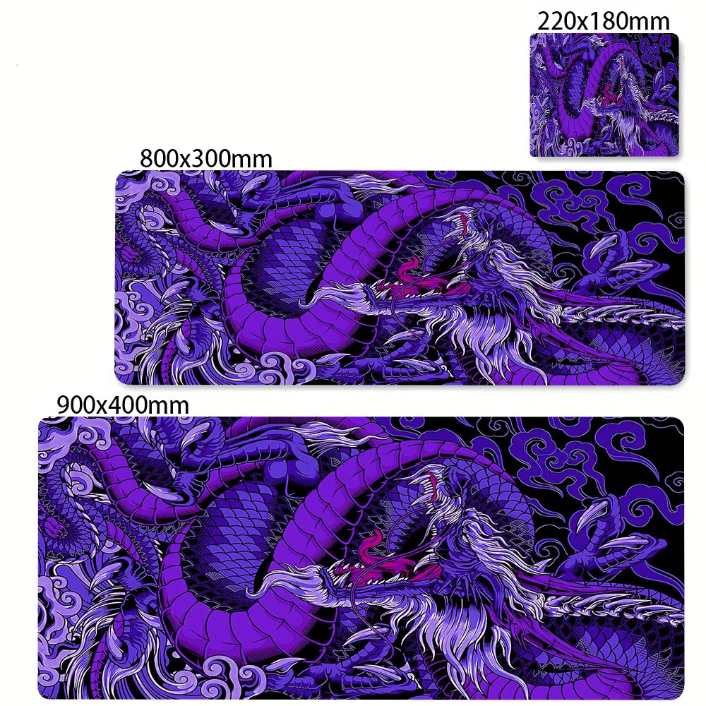 Alfombrilla grande para ratón de dragón blanco y negro, alfombrilla para ratón para juegos, Base de goma grande, alfombrilla para ratón, alfombrilla para escritorio púrpura, alfombrillas para ratón 400x900