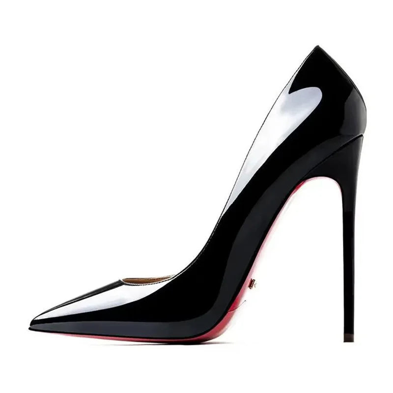 Zapatos de Tacón Alto para Fiesta de Boda, Tallas Grandes 35-44, Zapatos Rojos Nude Sexys con Suela de Goma, Punta Puntiaguda, Zapatos de Tacón Bajo para Mujer