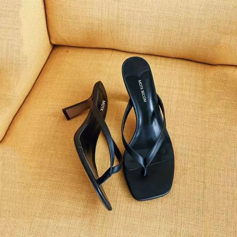 Sandalias De tacón a la moda para Mujer, zapatillas nobles con tacones y piernas delgados, Sandalias con punta cuadrada para verano, Sandalias De Mujer
