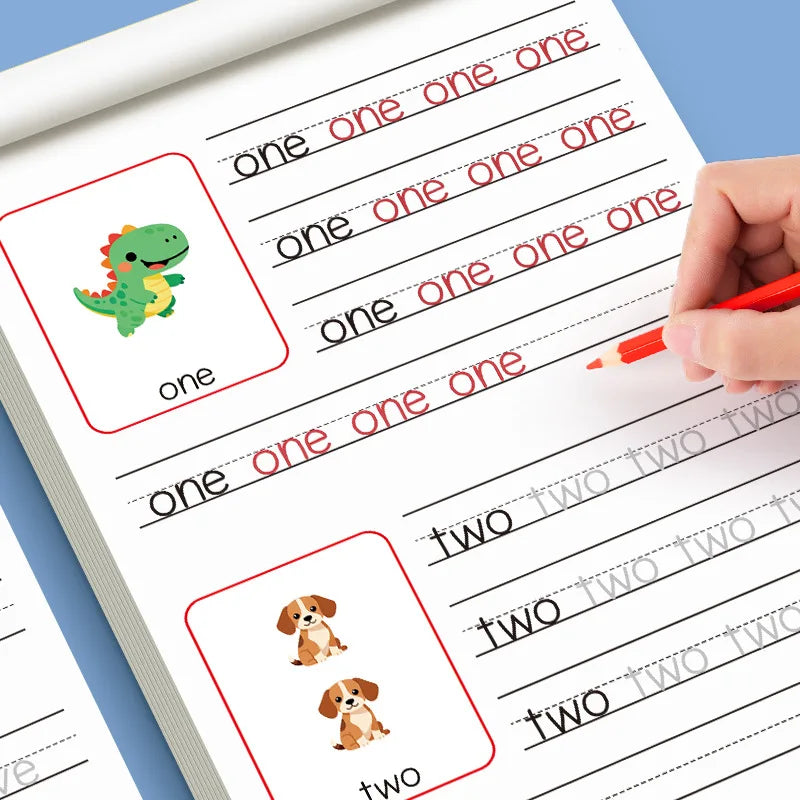 Libro de práctica de escritura a mano para niños de 32 páginas, letras del alfabeto inglés, libro de entrenamiento para trazar y escribir, libro de trabajo para la educación temprana de los niños, aprendizaje de la escr