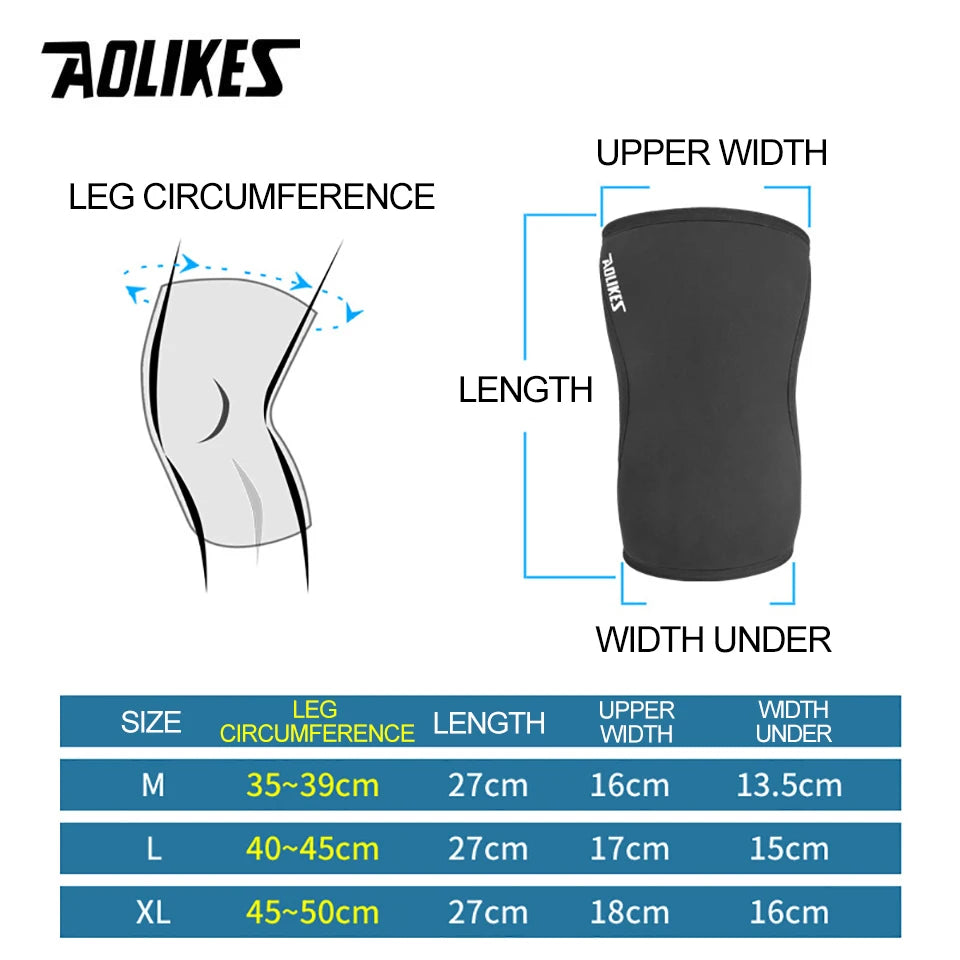 AOLIKES 1 par de rodilleras deportivas de neopreno de 7mm, rodilleras de compresión para levantamiento de pesas, rodilleras de entrenamiento para Crossfit presurizadas, soporte para mujeres y hombres