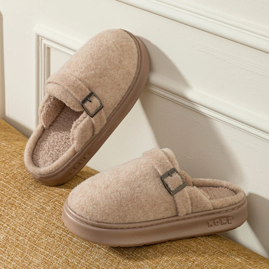 Zapatillas de interior de invierno para mujer, suela suave y cálida, cómodas, antideslizantes para exteriores, adecuadas para parejas, zapatos de casa a la moda para dormitorio