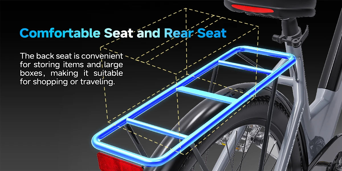 Bicicleta eléctrica para adultos, bicicleta de compras de 26", 7 velocidades, diseñada para viajeros, estudiantes y parejas, disfruta de paseos de ocio
