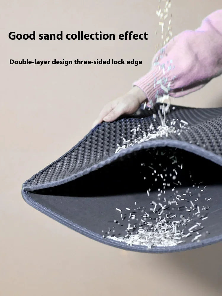Estera de arena grande para gatos, impermeable, de doble capa, antideslizante, bandeja para caja de arena, lavable, duradera, estera de entrenamiento para el baño de mascotas