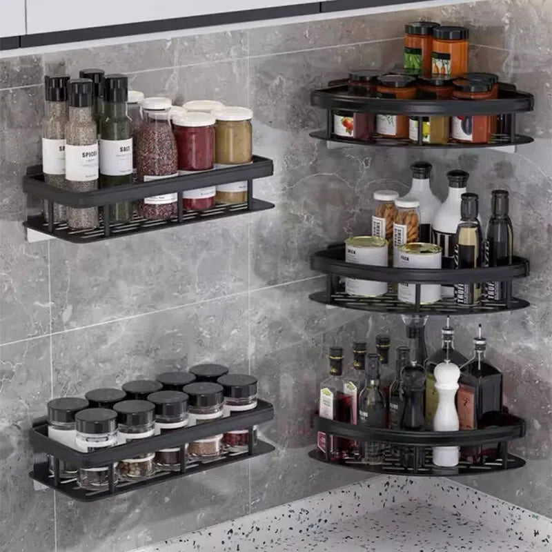 Estante de almacenamiento para baño, estantería esquinera de montaje en pared sin taladro, soporte para ducha
