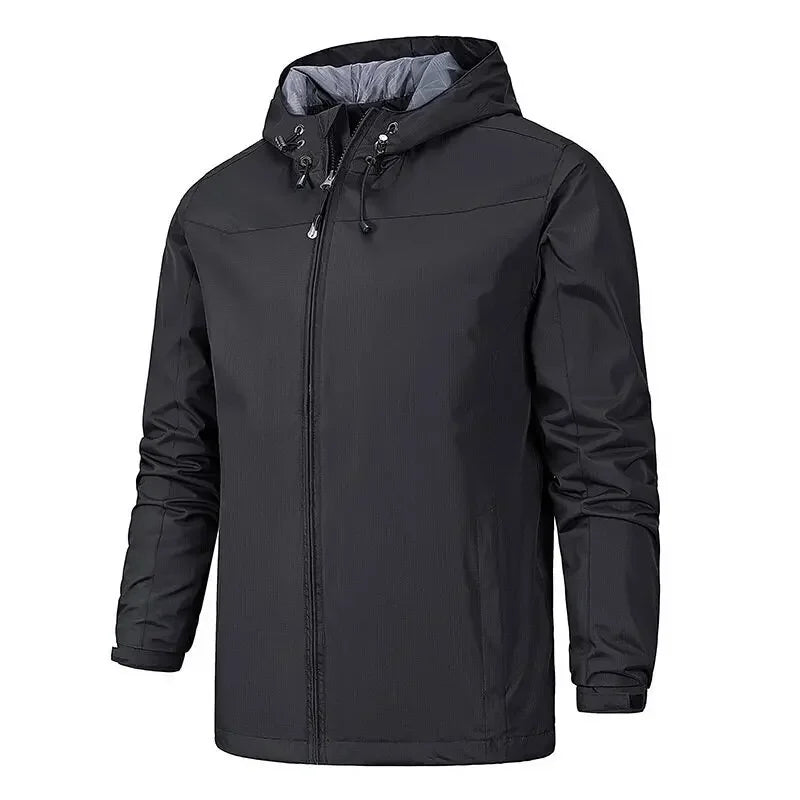 Chaqueta con Capucha y Cremallera para Hombre, a la Moda, Impermeable y Cortavientos, para Primavera y Otoño, Ropa Deportiva Informal para Exteriores