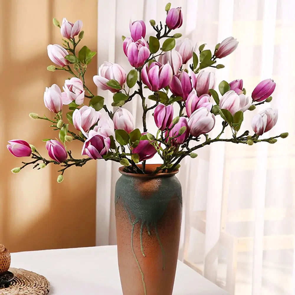 Ramo de Magnolia de seda de flores artificiales, accesorios para fotos Diy, ramo de novia para boda, mesa, florero para fiesta, decoración del jardín al aire libre para el hogar
