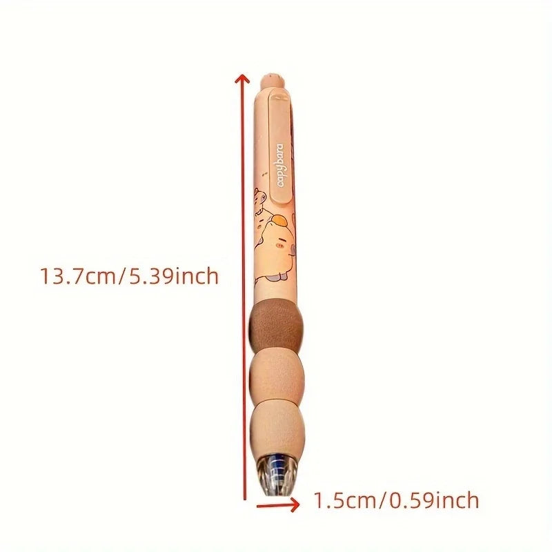 Juego de 4 bolígrafos de gel borrables con temática de capibara, punta de 0,5 mm, barril de agarre suave, opción de regalo perfecta, suministros para oficina y escuela