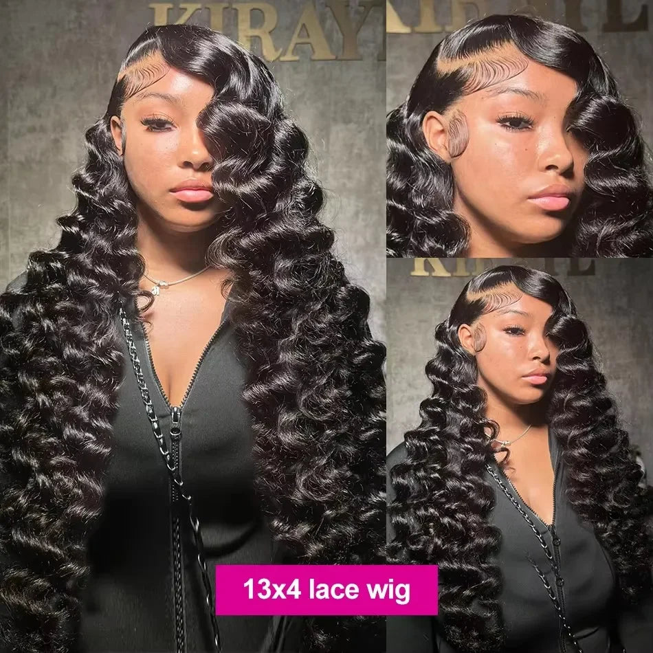 Peluca Frontal de onda profunda suelta 13x6 Hd de 250 de densidad, pelucas de encaje transparente de 30 y 40 pulgadas, peluca con malla Frontal rizada de cabello humano 100% para mujeres