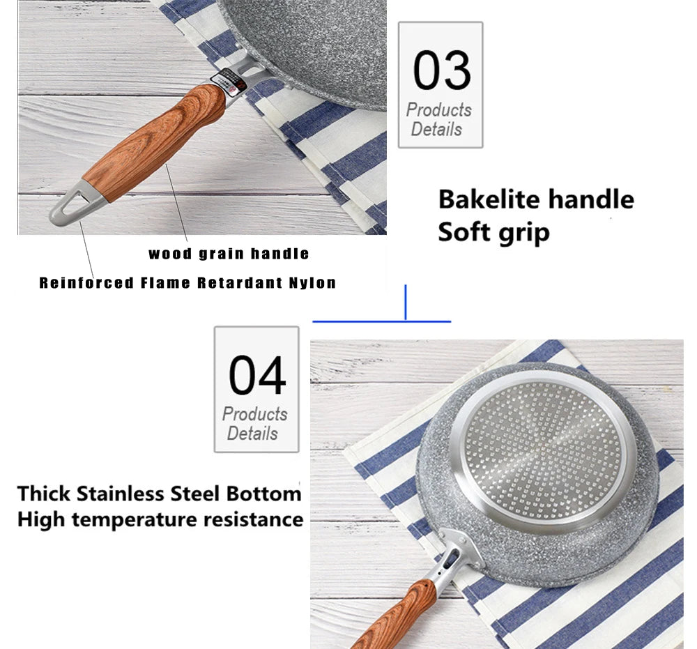 Sartén antiadherente para el hogar, Wok, Cocina de Inducción para panqueques, estufa de gas, cacerola especial, sartén antiadherente duradera