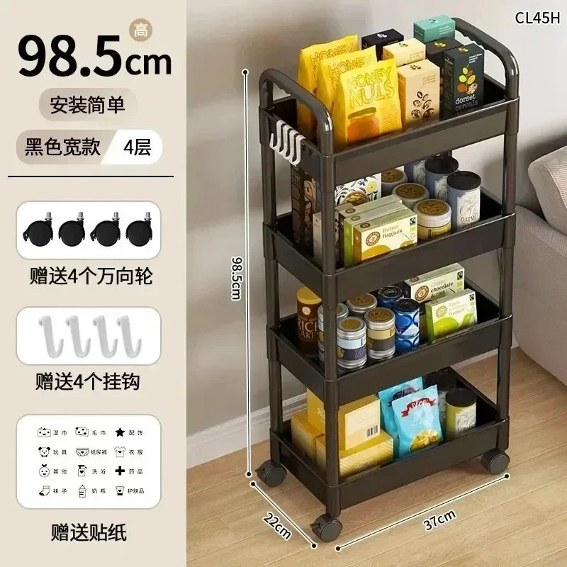 Carro para el hogar, estante de almacenamiento para el suelo, cocina multifuncional, carrito de almacenamiento, almacenamiento móvil con ruedas, aplicación multiescena!!