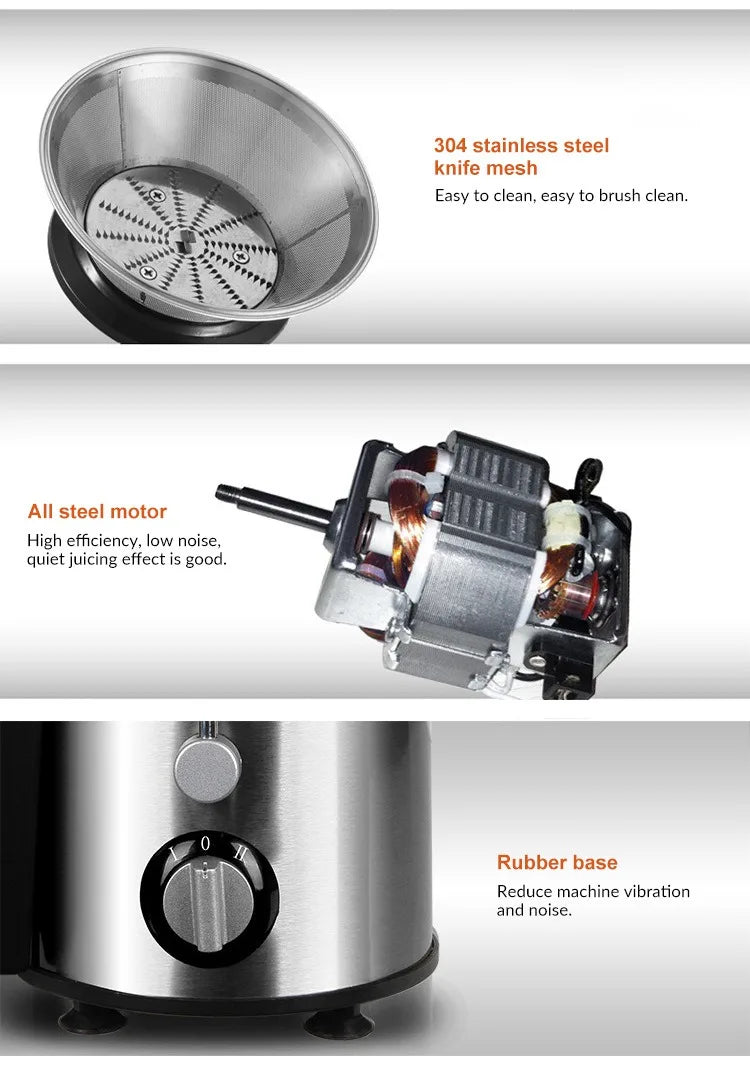 Extractor de jugo, máquinas exprimidoras profesionales, calibre de gran capacidad, separación de escoria, exprimidor eléctrico automático multifunción