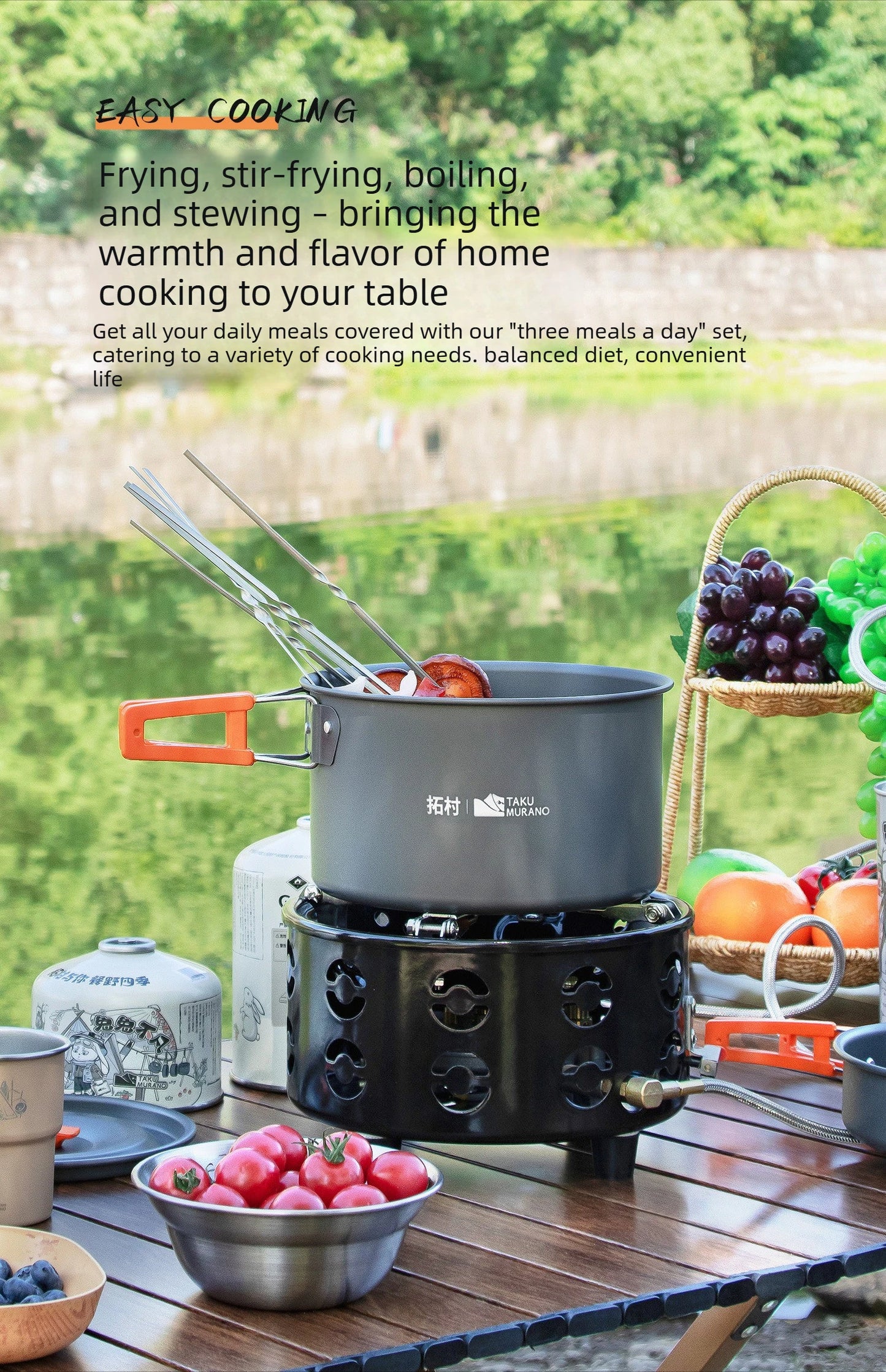 Juego de utensilios de cocina para acampar, juego de utensilios de cocina ultraligeros de aluminio, juego de utensilios de cocina portátiles para viaje con bolsa de almacenamiento