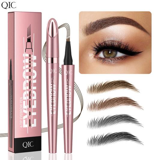 Lápiz de cejas con punta de 4 horquillas, Microblading 3D, resistente al agua, Color marrón oscuro, Color Natural, lápiz mágico para cejas de trazo fino, novedad de 2024
