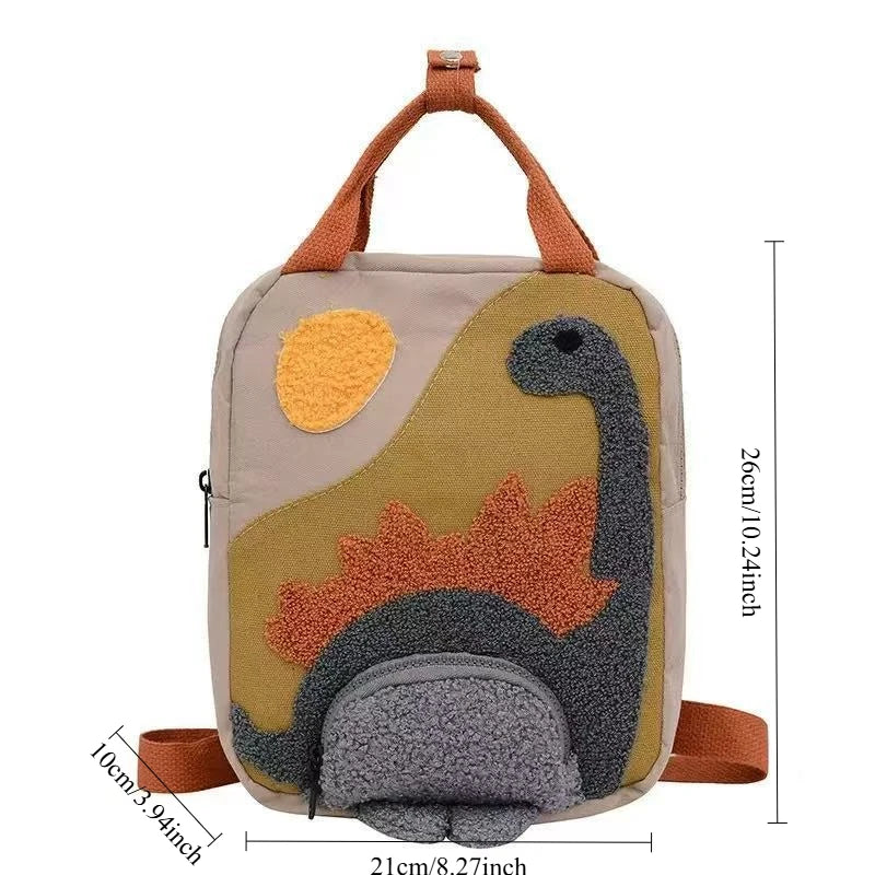 Mochila Infantil de Lona con Diseño de Dinosaurio, Linda Mochila Escolar para Niños y Niñas Pequeños, Accesorios para Niños