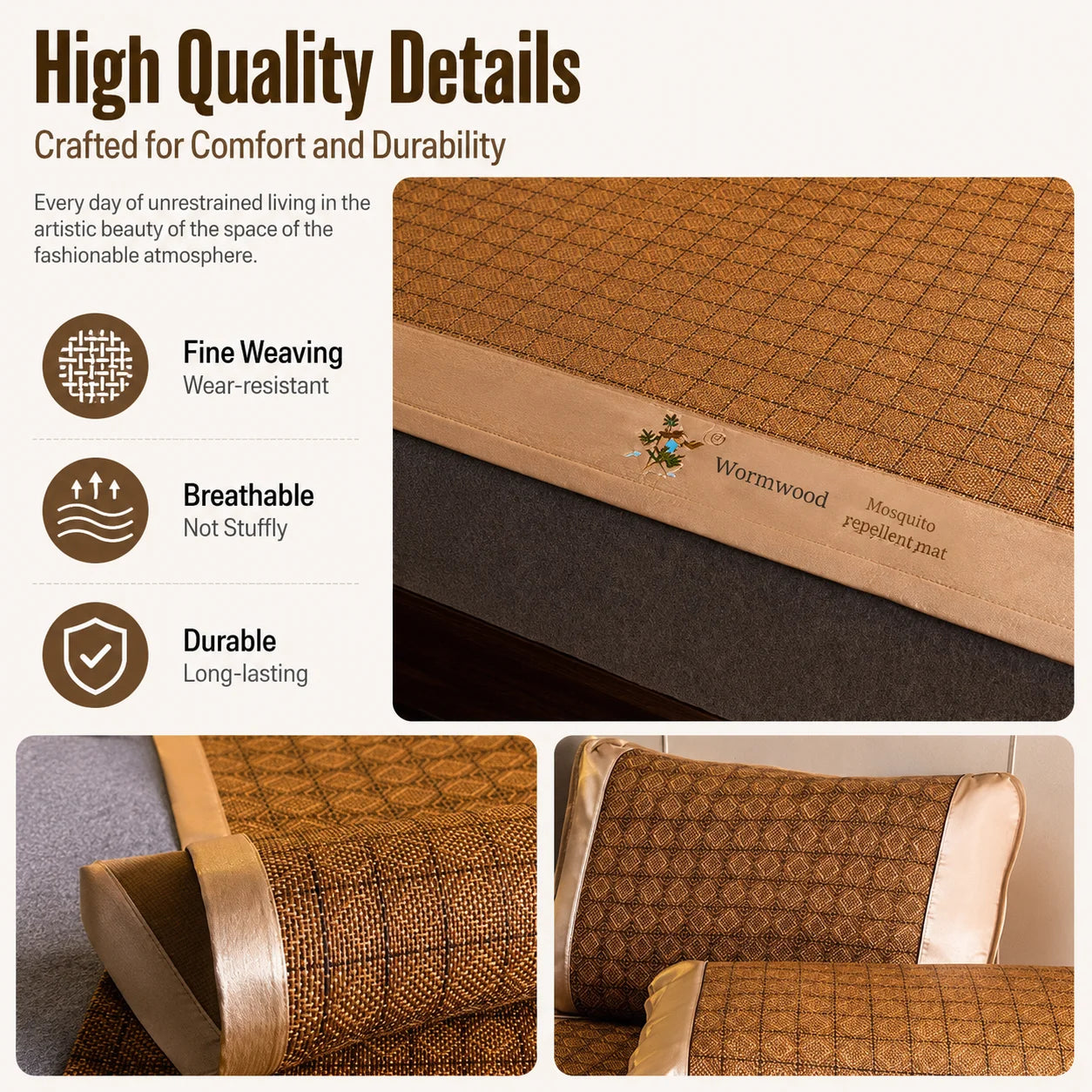 Colchoneta refrescante de seda helada para verano, de bambú natural plegable de doble cara, para camas de 1.5/1.8m, ideal para dormir sin ropa en el hogar o dormitorio.