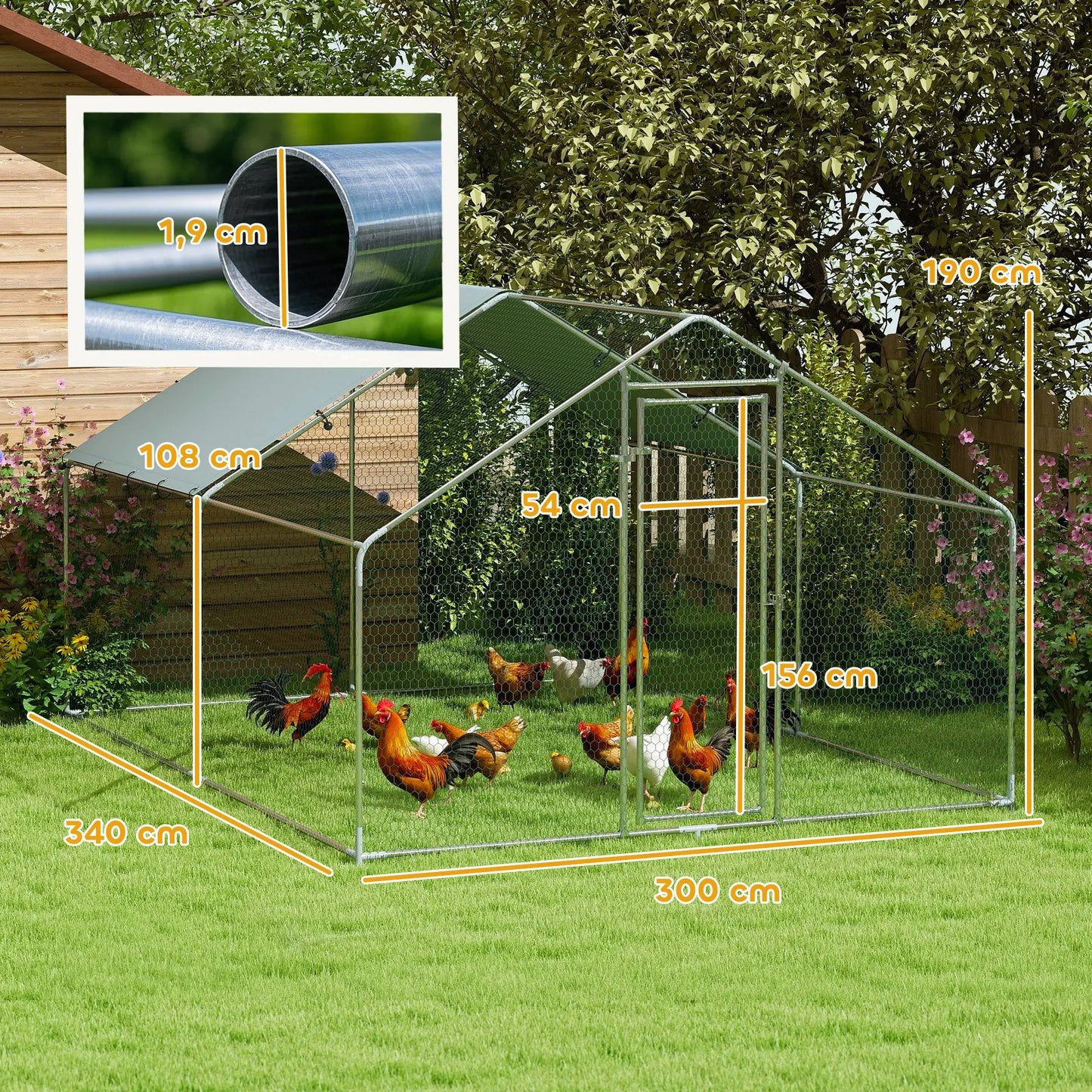 PawHut Gallinero para Exterior con Cubierta Anti-UV e Impermeable