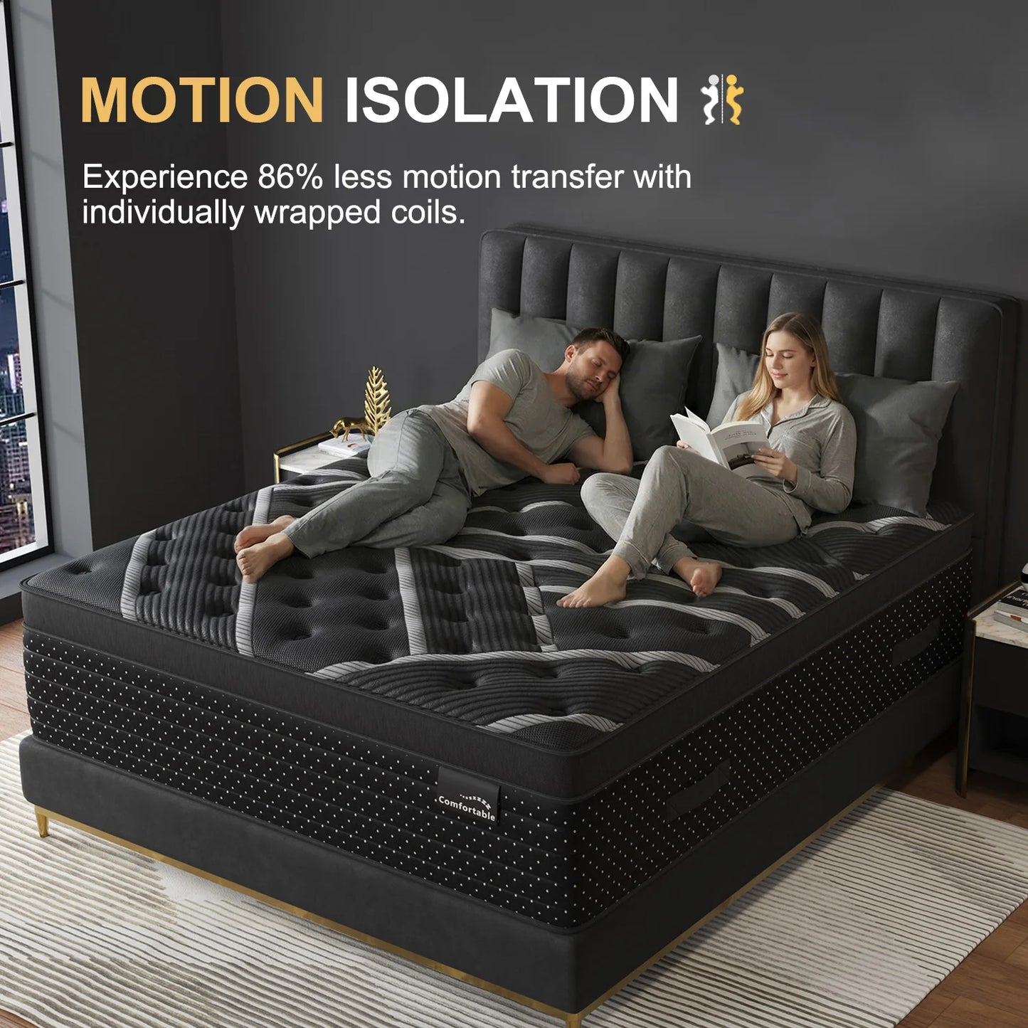 12/14in Hybrid Gel Memory Foam Mattress with Pocket Spring, Medium Firm, Motion Isolation Mattress in a Box