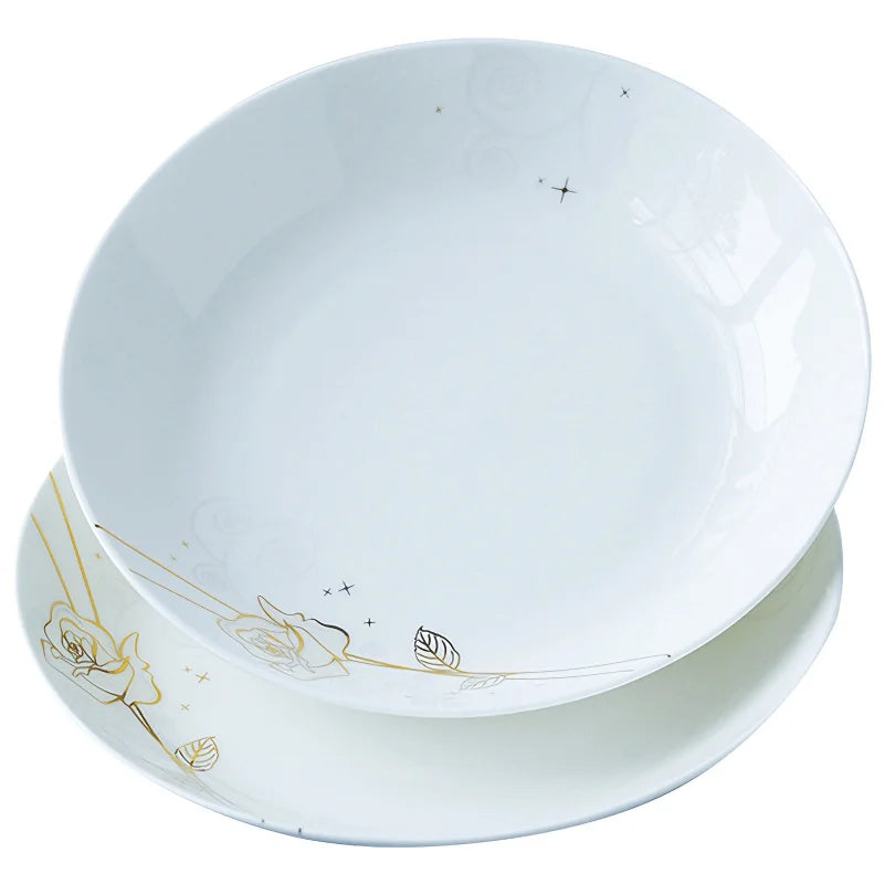 Juego de 4 Uds., 8 pulgadas, platos de porcelana de hueso, rosa dorada, platos de porcelana para comida, platos de cerámica para servir, juego de platos de cena