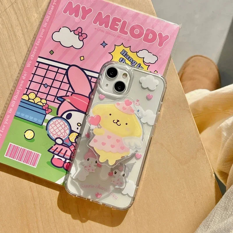 Sanrio Hello Kitty Melody Kuromi soporte magnético Magsafe funda de teléfono con carga inalámbrica para iPhone 16 15 14 13 12 11 Pro Max