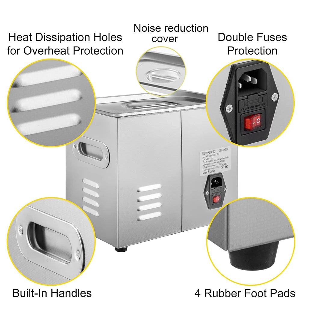 Limpiador ultrasónico de 3L, 6L, 10L, 2L, lavadora por ultrasonido, baño de lavado con calefacción ultrasónica, limpiador ultrasónico comercial para el hogar