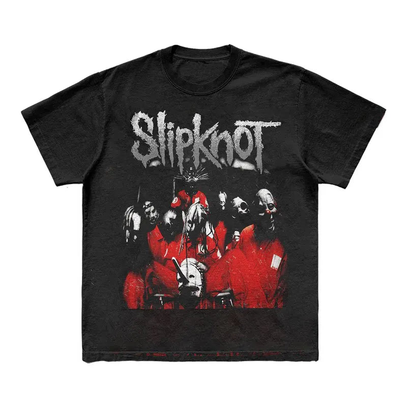 Camiseta con estampado de banda de estilo gótico de SLIPKNOT, camiseta gráfica 100% de algodón para hombres y mujeres, ropa de calle de verano